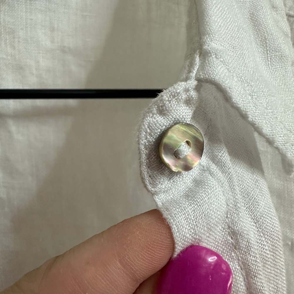 Joie 100% Linen Button Down Shirt Women S White Long Sleeve Coastal Quiet Luxury - Picture 11 of 13
